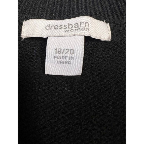 Dress Barn Black Embroidered Floral Long Sleeve Zip Up Cardigan Sweater 18/20 - Picture 5 of 8